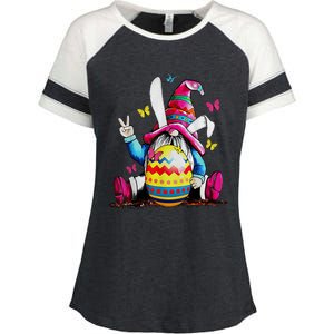 Easter Bunny Spring Gnome Easter Egg Hunting And Basket Enza Ladies Jersey Colorblock Tee