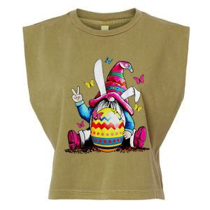 Easter Bunny Spring Gnome Easter Egg Hunting And Basket Garment-Dyed Women's Muscle Tee