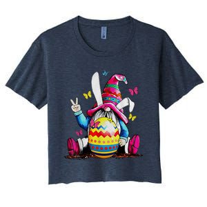 Easter Bunny Spring Gnome Easter Egg Hunting And Basket Women's Crop Top Tee