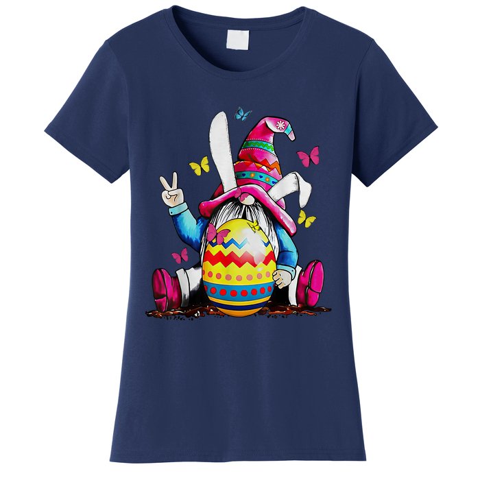 Easter Bunny Spring Gnome Easter Egg Hunting And Basket Women's T-Shirt