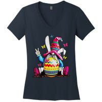 Easter Bunny Spring Gnome Easter Egg Hunting And Basket Women's V-Neck T-Shirt