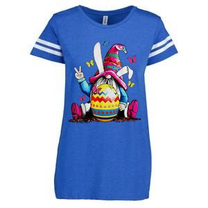 Easter Bunny Spring Gnome Easter Egg Hunting And Basket Enza Ladies Jersey Football T-Shirt