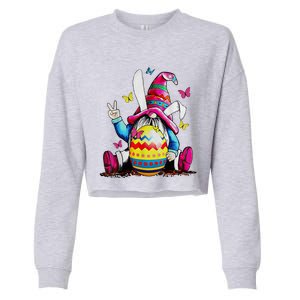 Easter Bunny Spring Gnome Easter Egg Hunting And Basket Cropped Pullover Crew