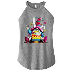 Easter Bunny Spring Gnome Easter Egg Hunting And Basket Women's Perfect Tri Rocker Tank