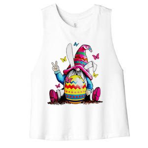 Easter Bunny Spring Gnome Easter Egg Hunting And Basket Women's Racerback Cropped Tank