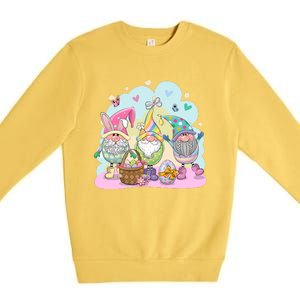 Easter Bunny Spring Gnome Egg Hunt Cute Basket Premium Crewneck Sweatshirt