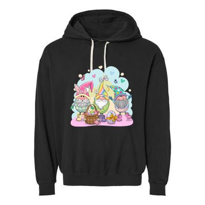 Easter Bunny Spring Gnome Egg Hunt Cute Basket Garment-Dyed Fleece Hoodie