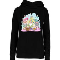 Easter Bunny Spring Gnome Egg Hunt Cute Basket Womens Funnel Neck Pullover Hood