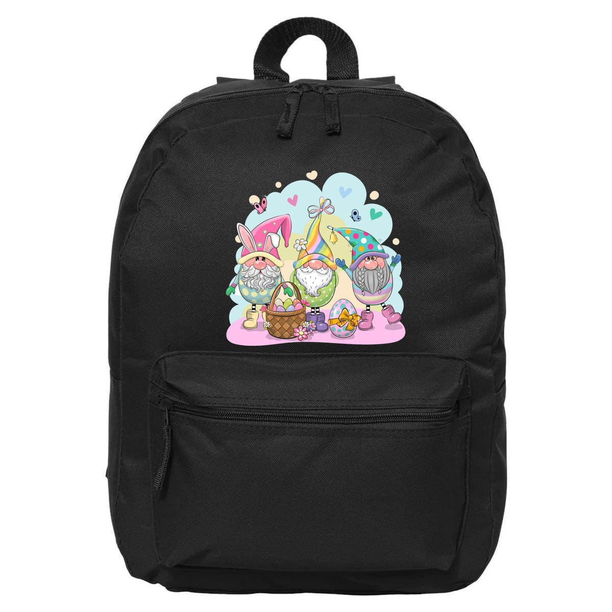Easter Bunny Spring Gnome Egg Hunt Cute Basket 16 in Basic Backpack