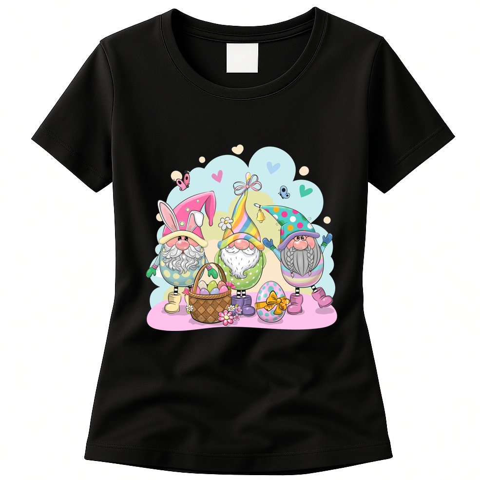 Easter Bunny Spring Gnome Egg Hunt Cute Basket Womens T-Shirt