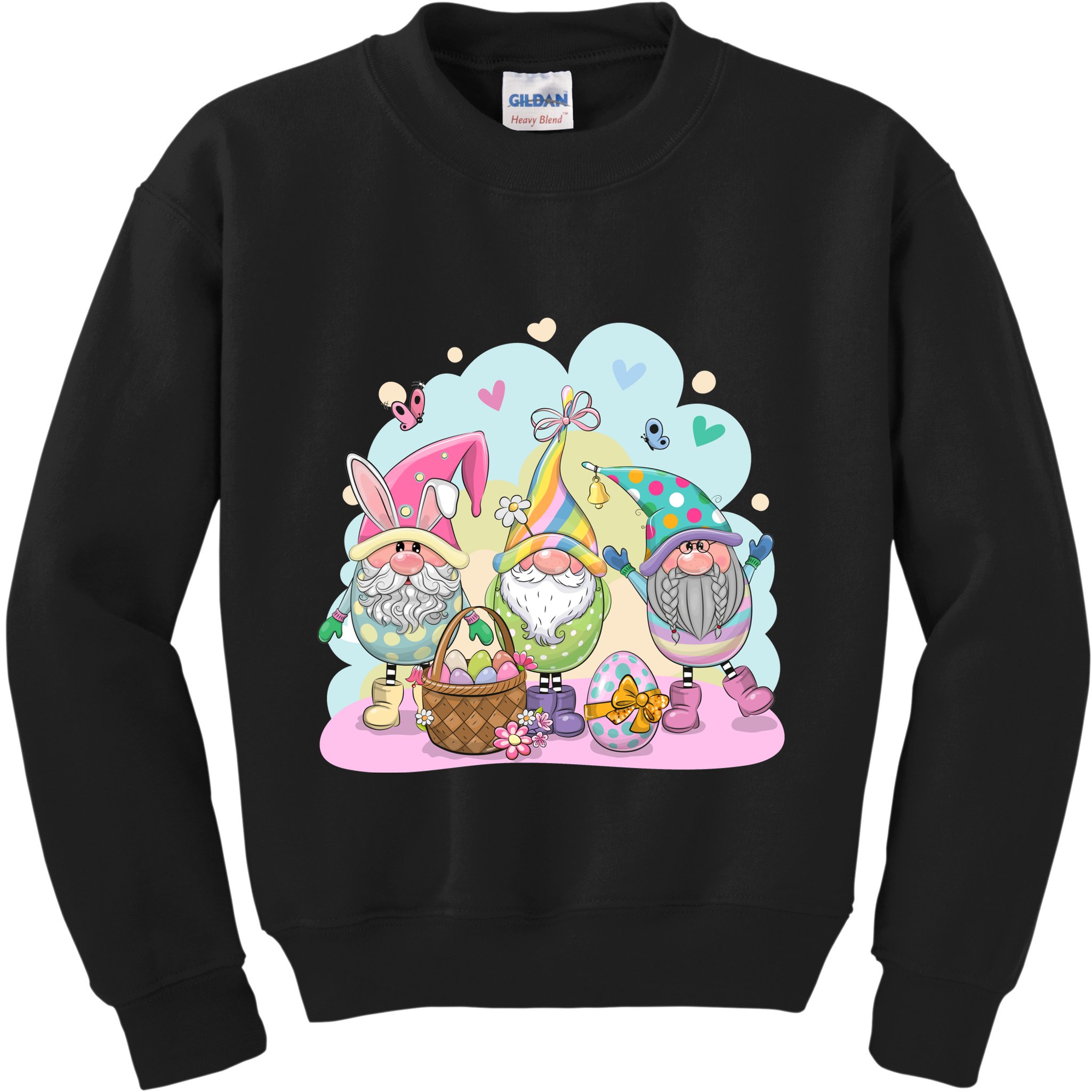 Easter Bunny Spring Gnome Egg Hunt Cute Basket Kids Sweatshirt