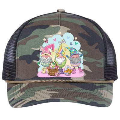 Easter Bunny Spring Gnome Egg Hunt Cute Basket Retro Rope Trucker Hat Cap