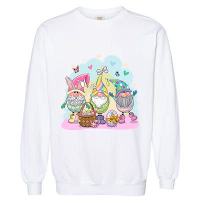 Easter Bunny Spring Gnome Egg Hunt Cute Basket Garment-Dyed Sweatshirt