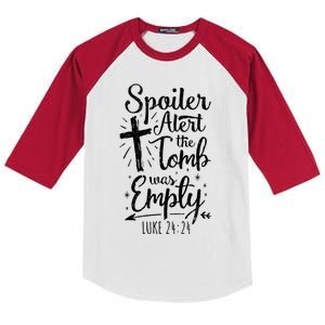 Easter Basket Stuffers Spoiler Alert Tomb Was Empty Gift Kids Colorblock Raglan Jersey