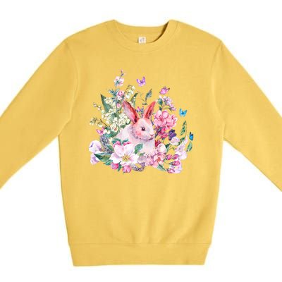 Easter Bunny Spring Flower Premium Crewneck Sweatshirt