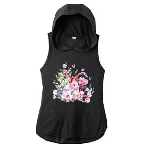 Easter Bunny Spring Flower Ladies PosiCharge Tri-Blend Wicking Draft Hoodie Tank