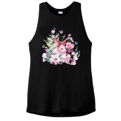 Easter Bunny Spring Flower Ladies PosiCharge Tri-Blend Wicking Tank