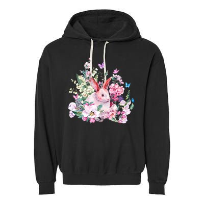 Easter Bunny Spring Flower Garment-Dyed Fleece Hoodie