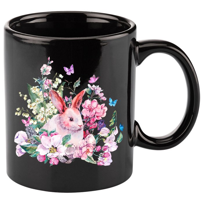 Easter Bunny Spring Flower 11oz C Handle Ceramic Mug