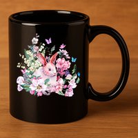Easter Bunny Spring Flower 11oz C Handle Ceramic Mug