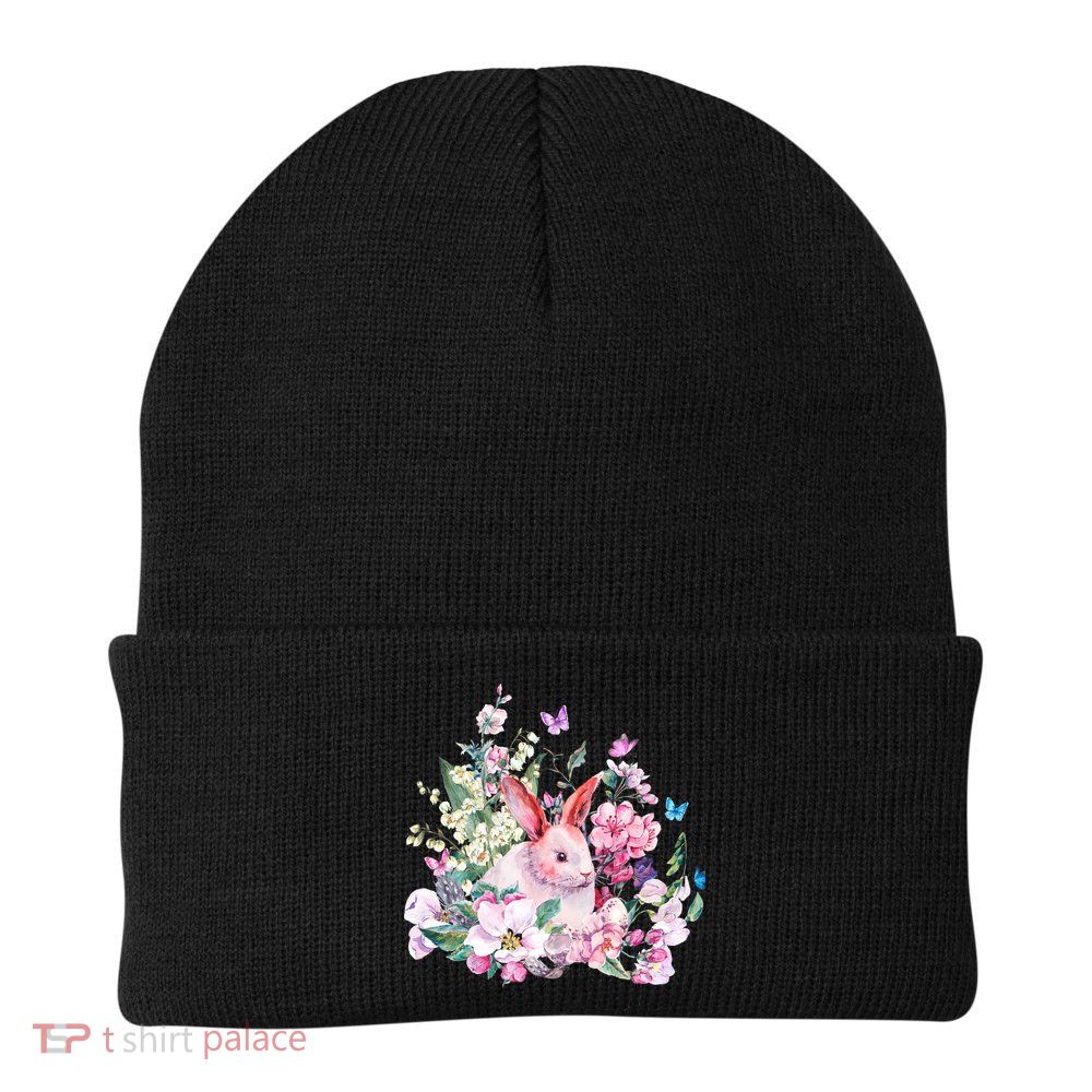 Easter Bunny Spring Flower Knit Cap Winter Beanie