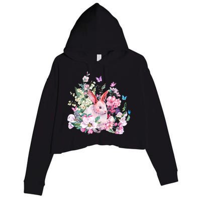 Easter Bunny Spring Flower Crop Fleece Hoodie