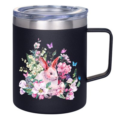 Easter Bunny Spring Flower 12oz Stainless Steel Coffee Mug
