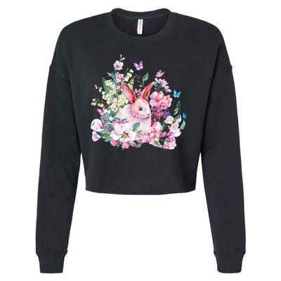 Easter Bunny Spring Flower Cropped Pullover Crew