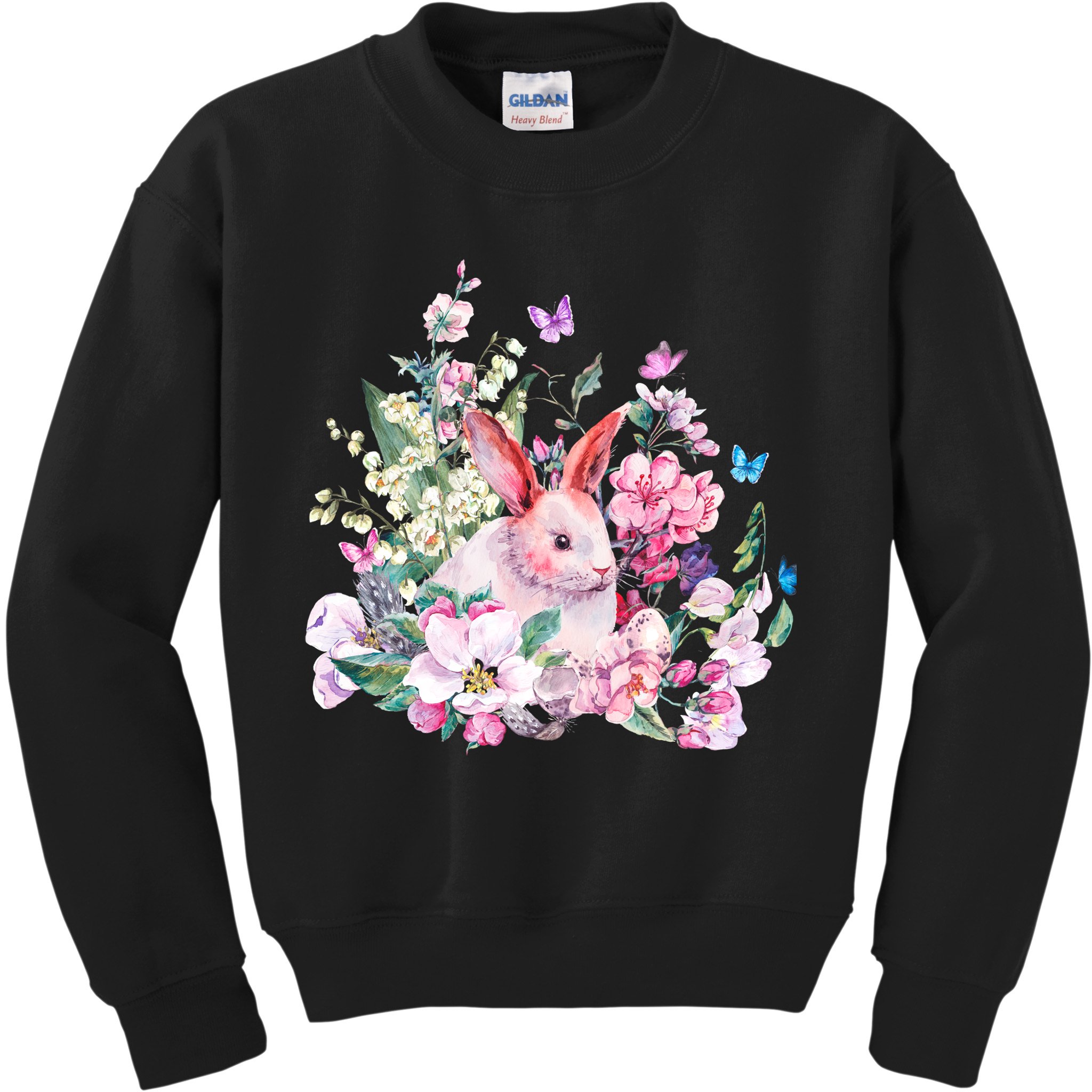 Easter Bunny Spring Flower Kids Sweatshirt