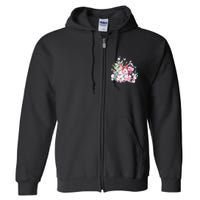 Easter Bunny Spring Flower Full Zip Hoodie