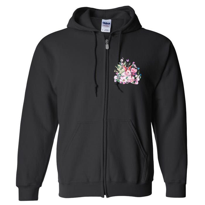 Easter Bunny Spring Flower Full Zip Hoodie