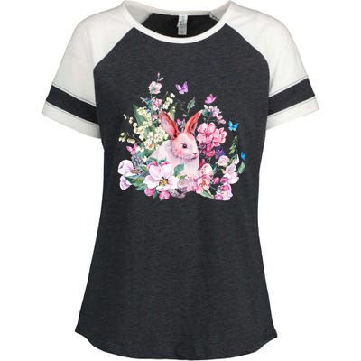 Easter Bunny Spring Flower Enza Ladies Jersey Colorblock Tee