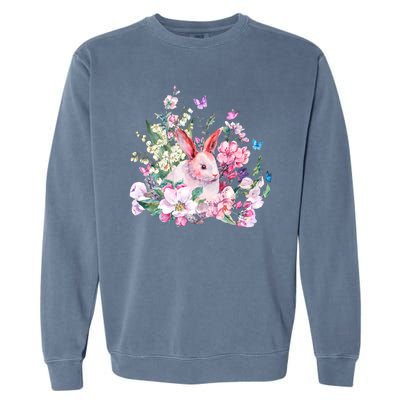 Easter Bunny Spring Flower Garment-Dyed Sweatshirt