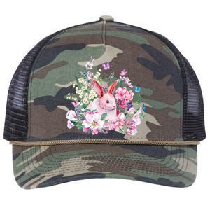 Easter Bunny Spring Flower Retro Rope Trucker Hat Cap