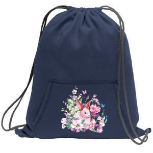 Easter Bunny Spring Flower Sweatshirt Cinch Pack Bag