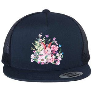 Easter Bunny Spring Flower Flat Bill Trucker Hat