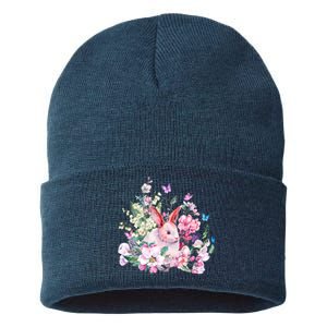 Easter Bunny Spring Flower Sustainable Knit Beanie