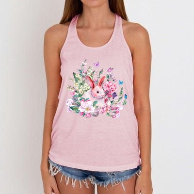 Easter Bunny Spring Flower Women's Knotted Racerback Tank