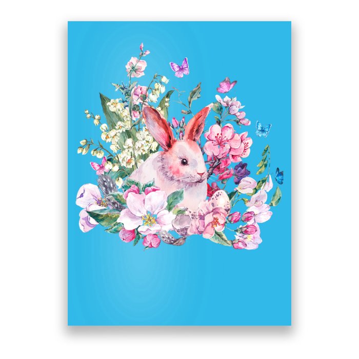 Easter Bunny Spring Flower Poster