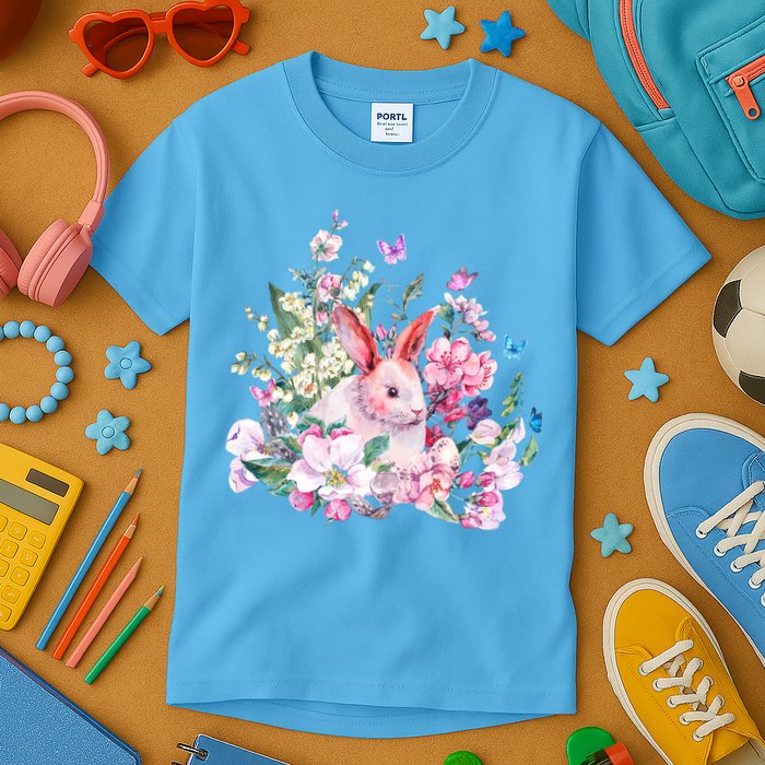 Easter Bunny Spring Flower Kids T-Shirt