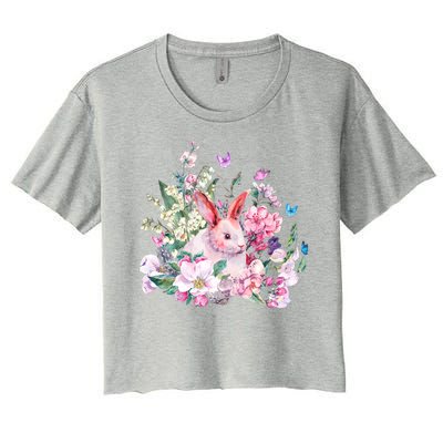 Easter Bunny Spring Flower Women's Crop Top Tee