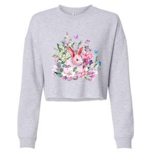 Easter Bunny Spring Flower Cropped Pullover Crew