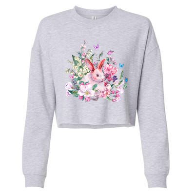 Easter Bunny Spring Flower Cropped Pullover Crew