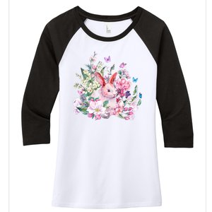 Easter Bunny Spring Flower Women's Tri-Blend 3/4-Sleeve Raglan Shirt