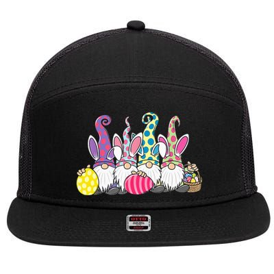 Easter Bunny Spring Cute Gnome Easter Egg Hunting And Basket 7 Panel Mesh Trucker Snapback Hat