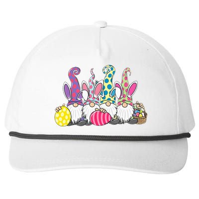 Easter Bunny Spring Cute Gnome Easter Egg Hunting And Basket Snapback Five-Panel Rope Hat