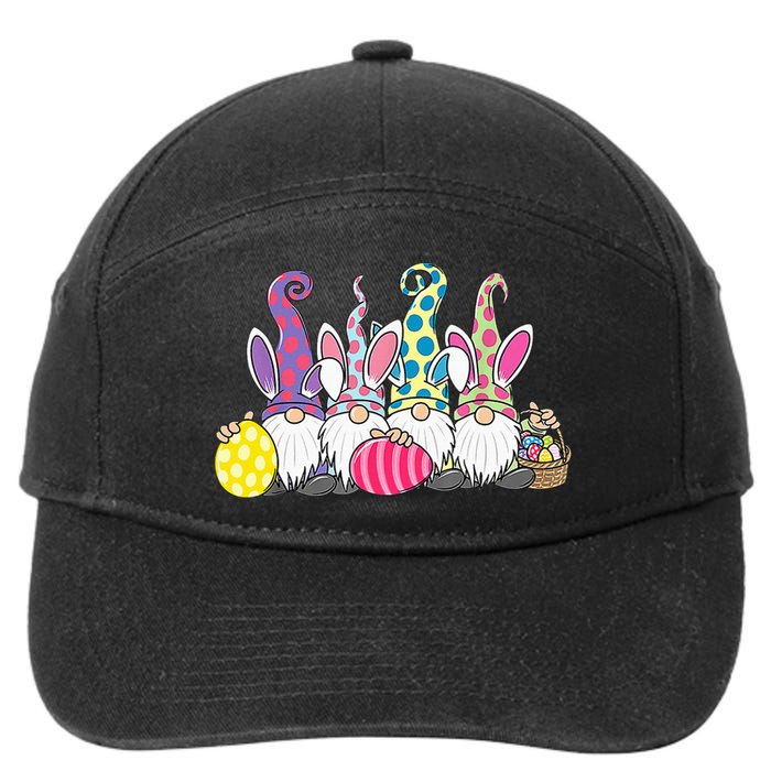 Easter Bunny Spring Cute Gnome Easter Egg Hunting And Basket 7-Panel Snapback Hat