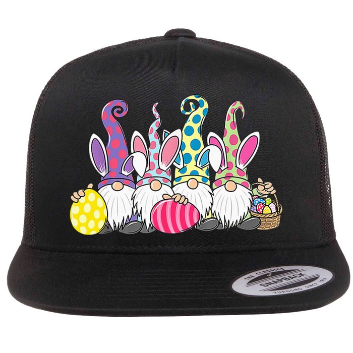 Easter Bunny Spring Cute Gnome Easter Egg Hunting And Basket Flat Bill Trucker Hat