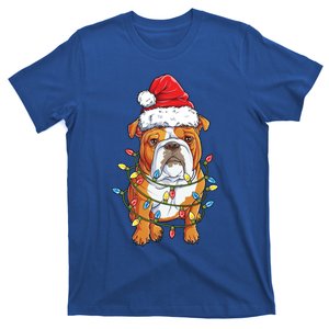 English Bulldog Santa Christmas Tree Lights Xmas Boys Dog Gift T-Shirt