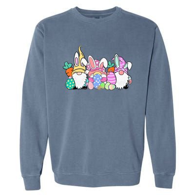 Easter Bunny Spring Gnome Easter Egg Hunting And Basket Gift Garment-Dyed Sweatshirt